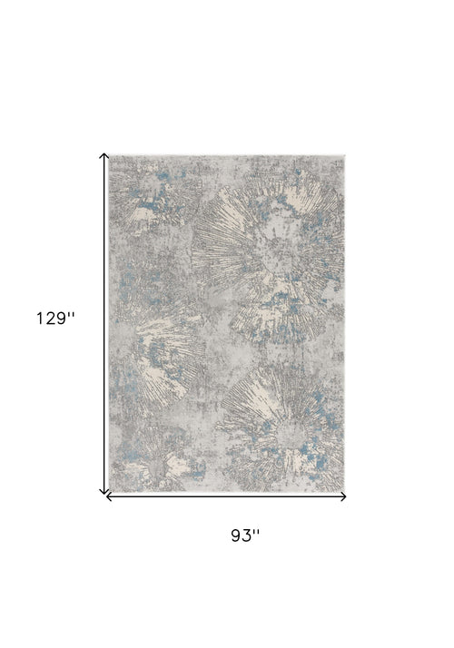 8' X 10' Blue Abstract Dhurrie Area Rug