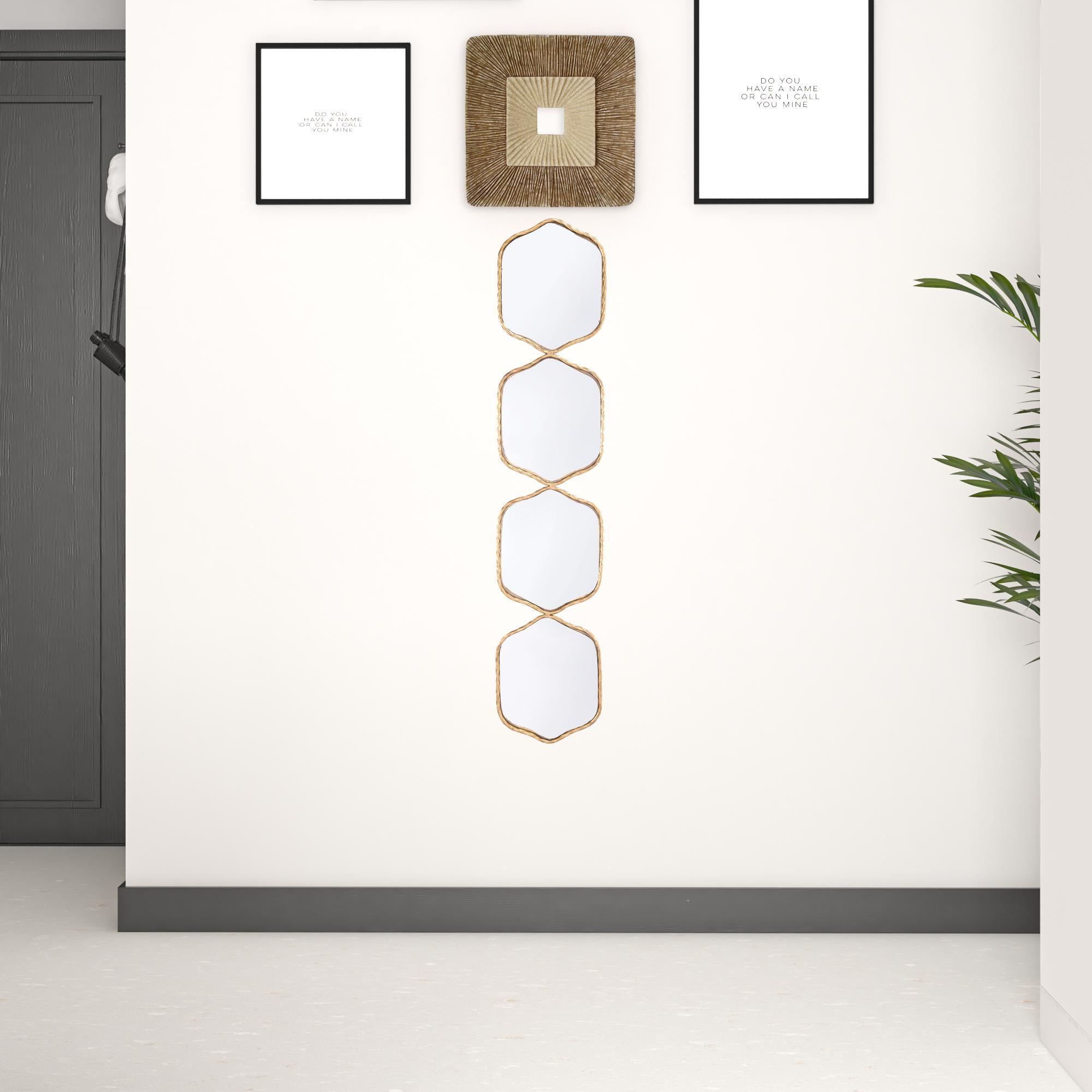 43" Gold Quad Geo Modern Wall Hanging Mirror