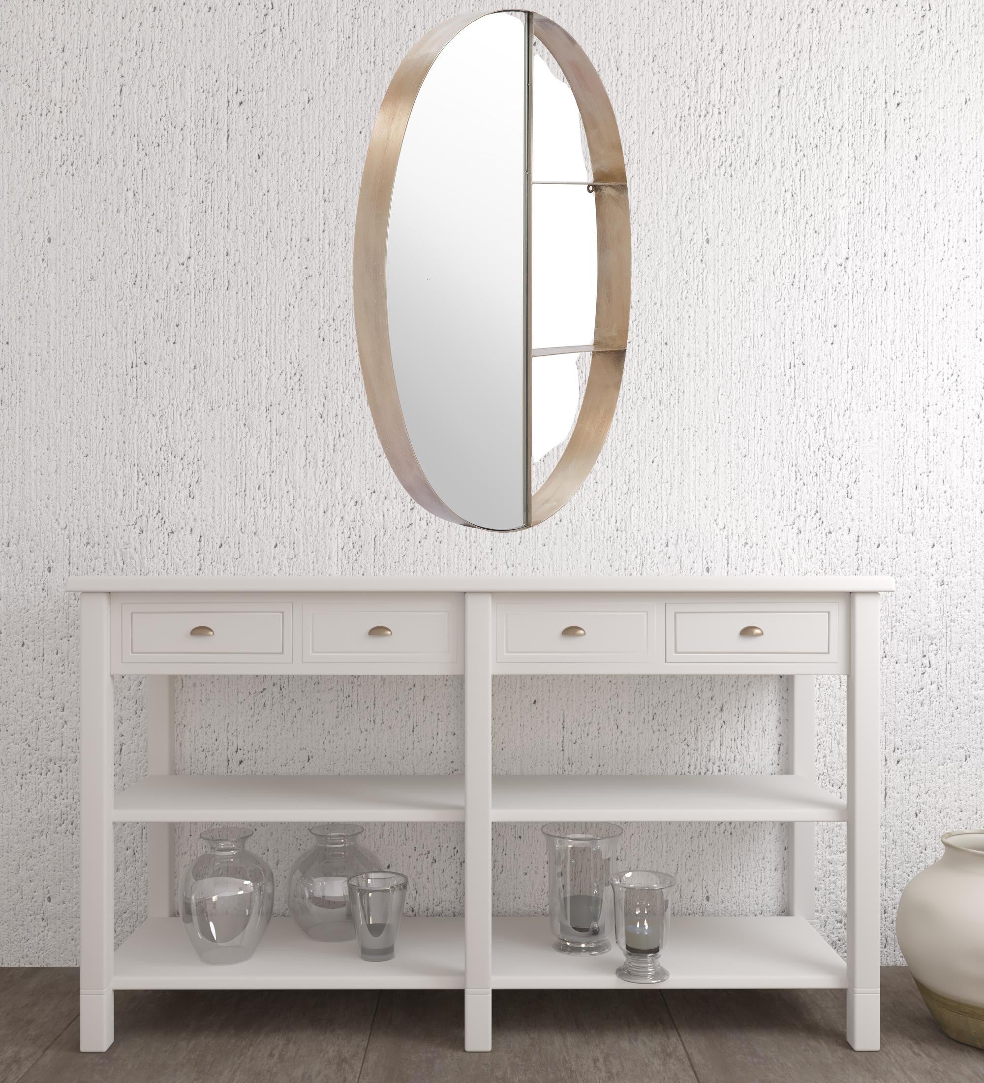 Half Mirror Half Shelf Bronze Unit