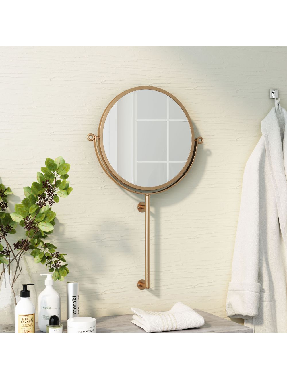 Gold Round Wall Mount Mirror