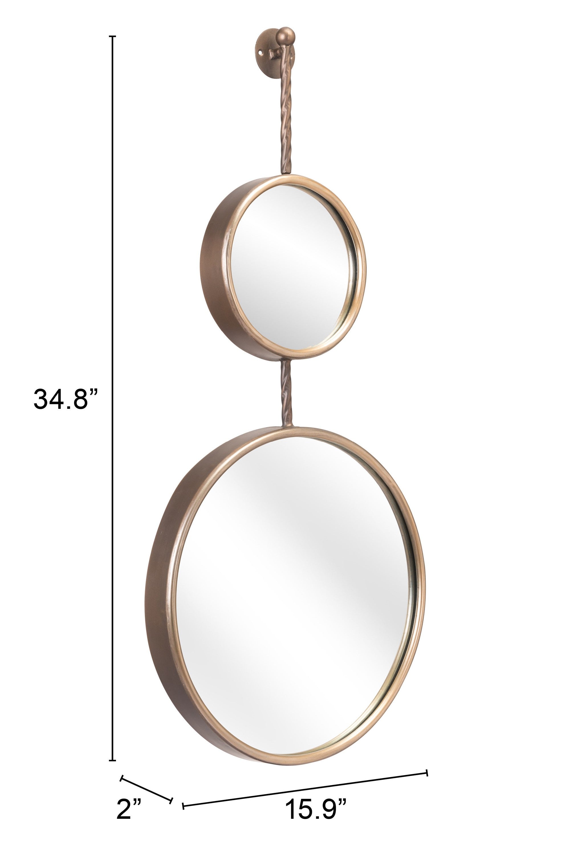 Gold Modern Hanging Mirror Duo