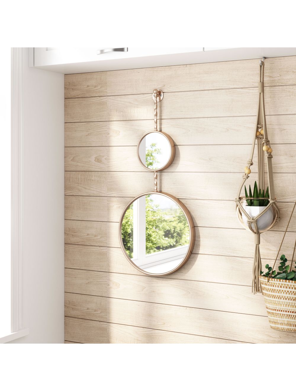 Gold Modern Hanging Mirror Duo