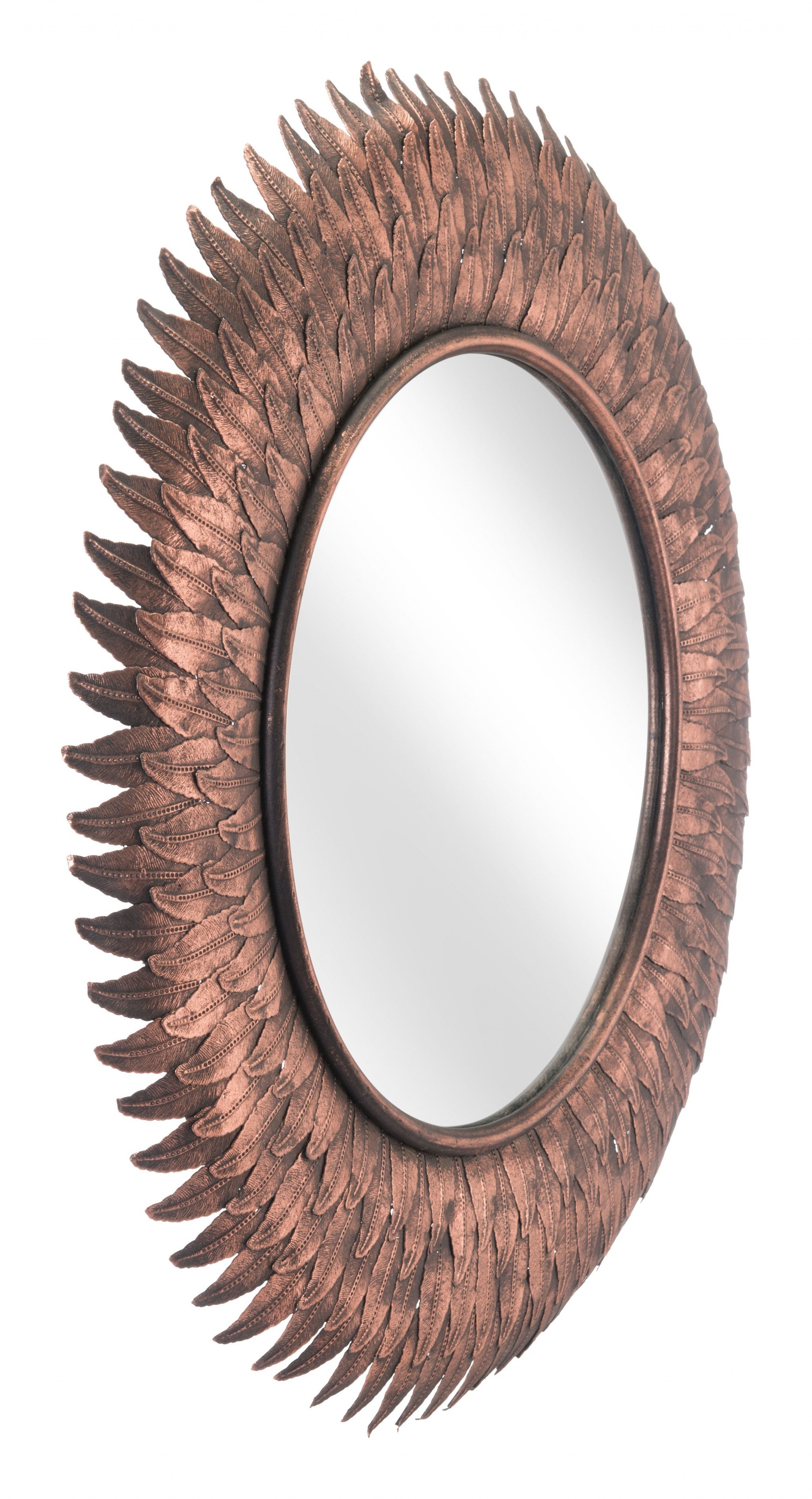 Bronze Leaf Round Mirror