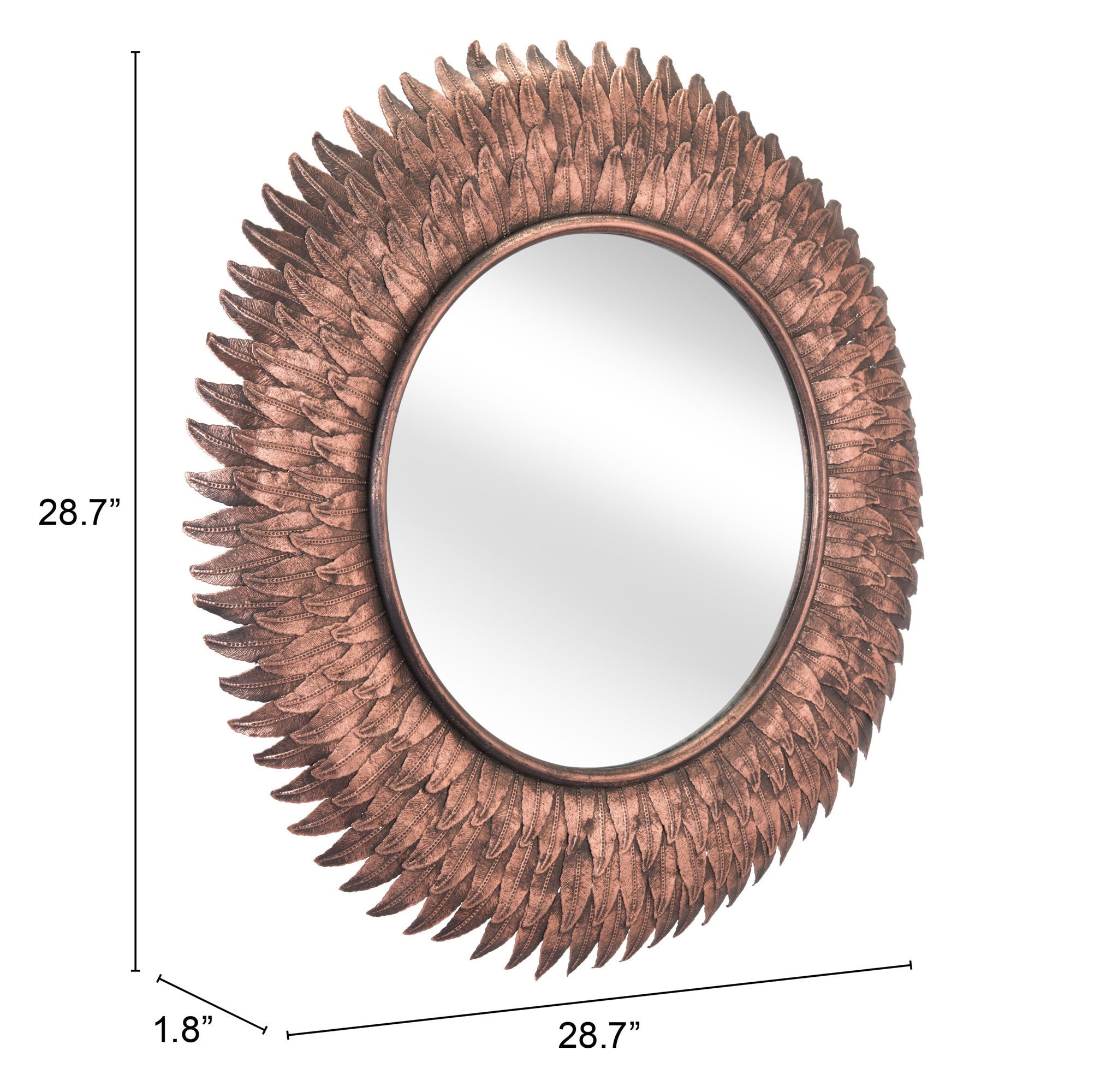 Bronze Leaf Round Mirror