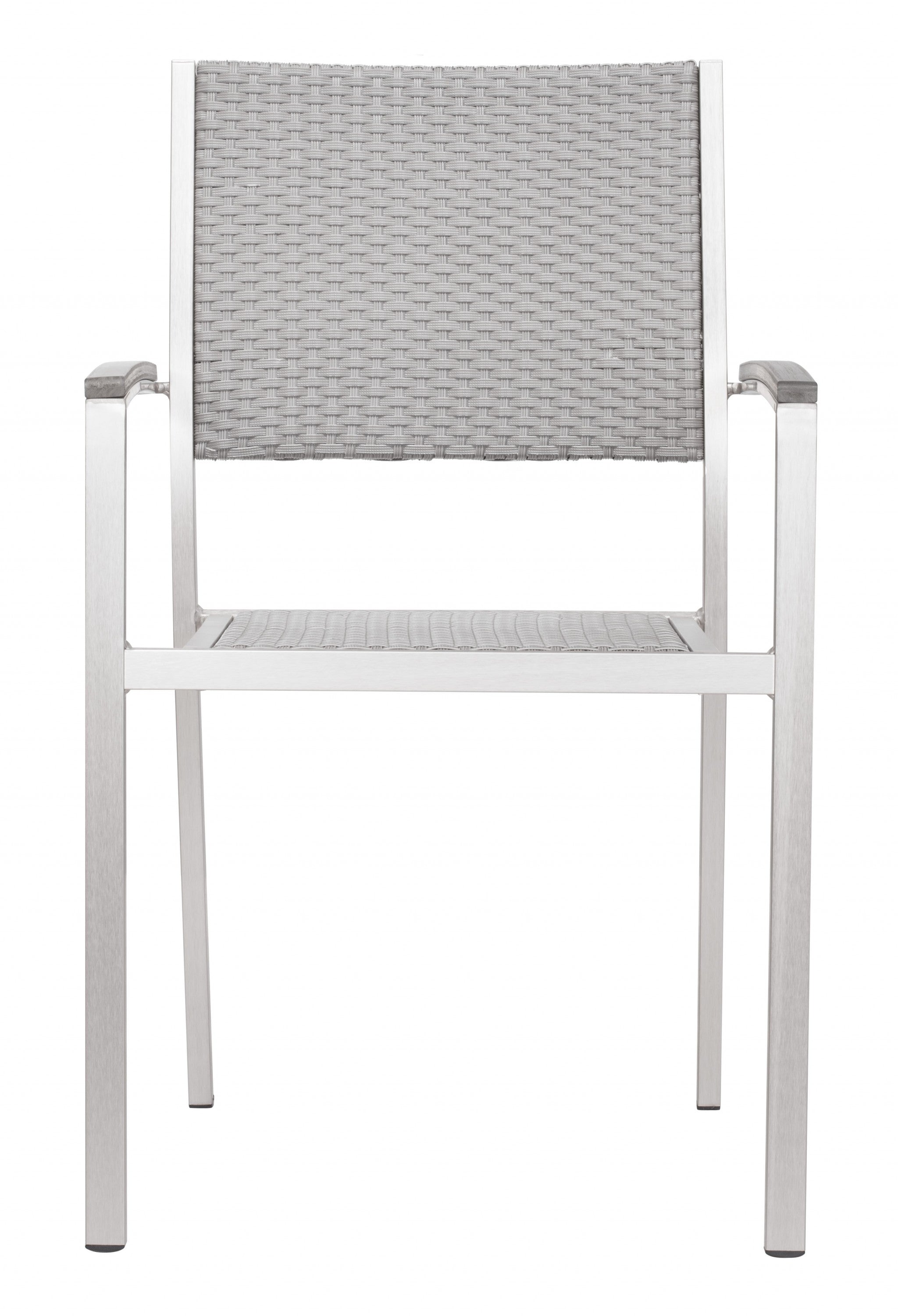 Set Of Two 21" White Aluminum Arm Chair