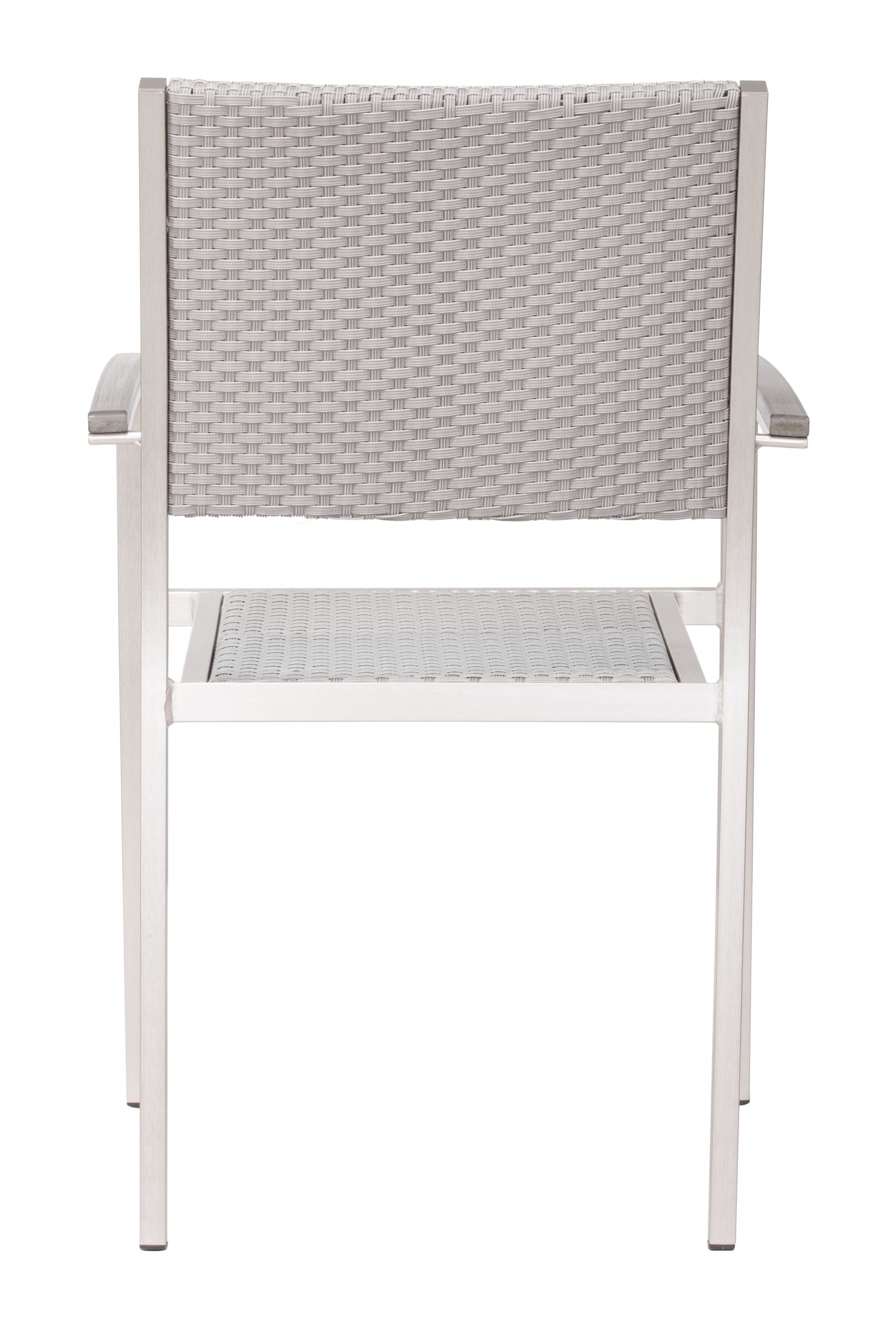 Set Of Two 21" White Aluminum Arm Chair