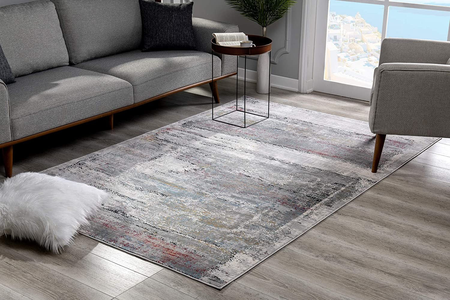 4’ X 6’ Gray Abstract Irregular Blocks Area Rug