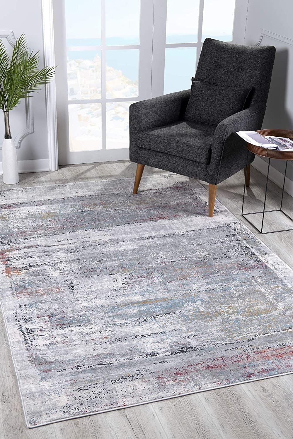 5’ X 8’ Gray Abstract Irregular Blocks Area Rug