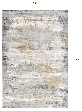 5’ X 8’ Gray Mod Distressed Strokes Area Rug