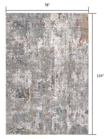 7’ X 10’ Gray And Ivory Abstract Area Rug