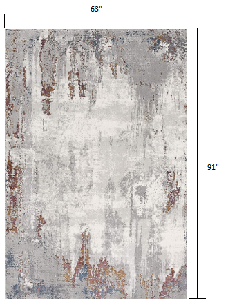 5’ X 8’ Gray And Ivory Modern Abstract Area Rug