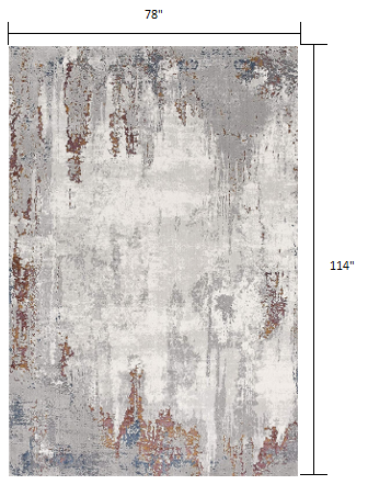 7’ X 10’ Gray And Ivory Modern Abstract Area Rug