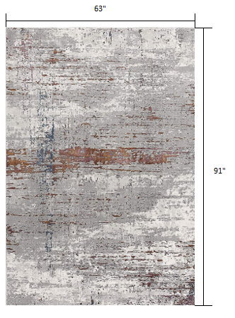 5’ X 8’ Gray And Brown Abstract Scraped Area Rug