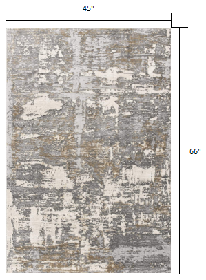 4’ X 6’ Beige And Gray Distressed Area Rug