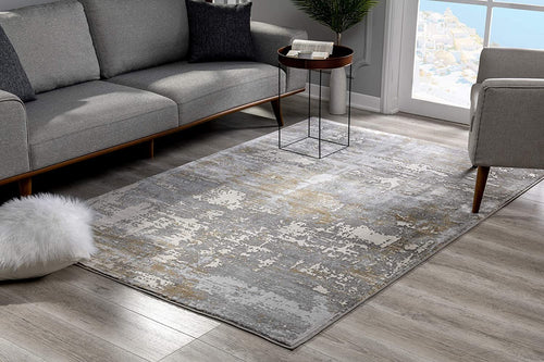 5’ X 8’ Beige And Gray Distressed Area Rug