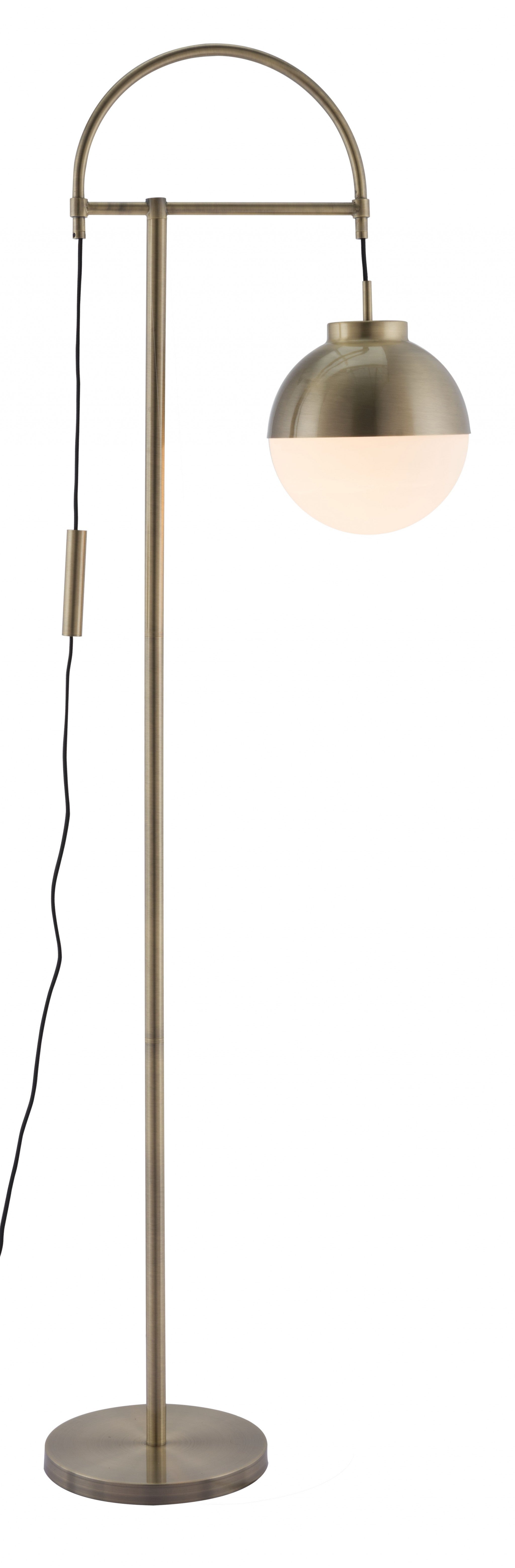 White and Brushed Bronze Crossed Floor Lamp