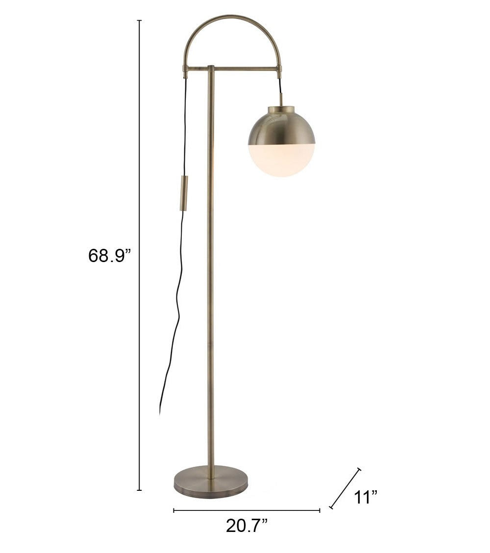 White and Brushed Bronze Crossed Floor Lamp