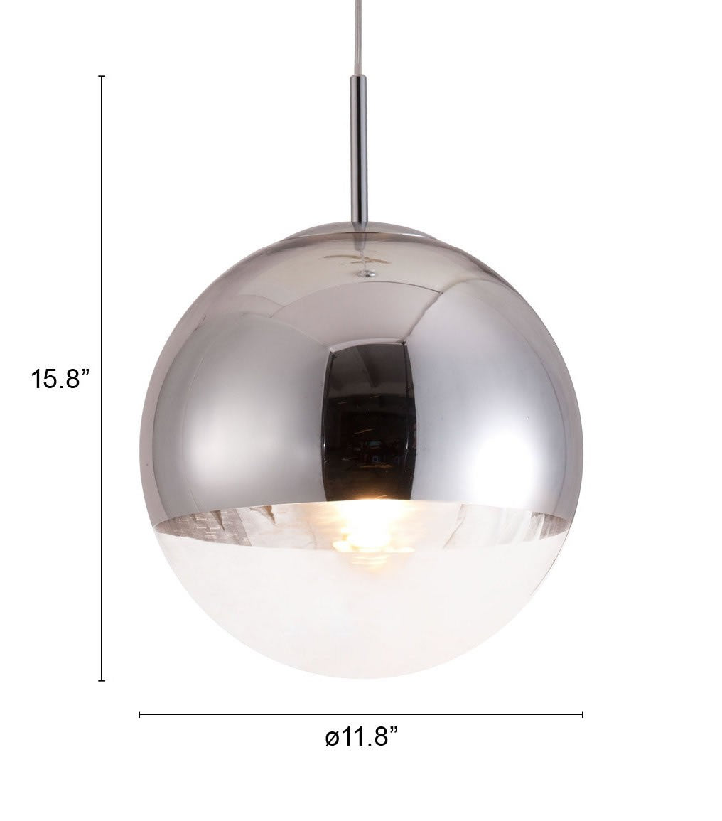 Chrome Half and Half Orb Ceiling Lamp