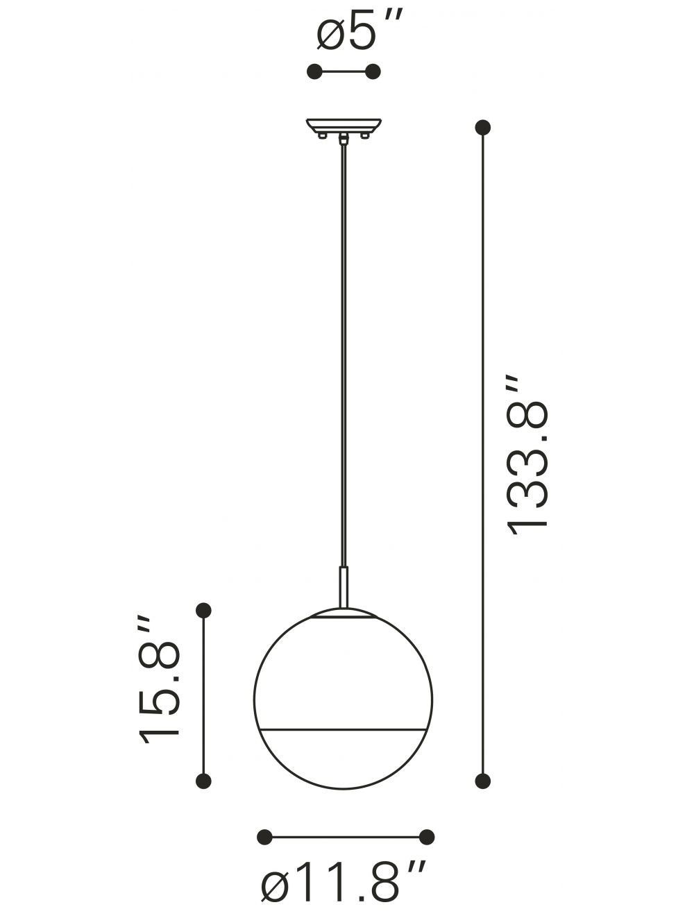 Chrome Half and Half Orb Ceiling Lamp