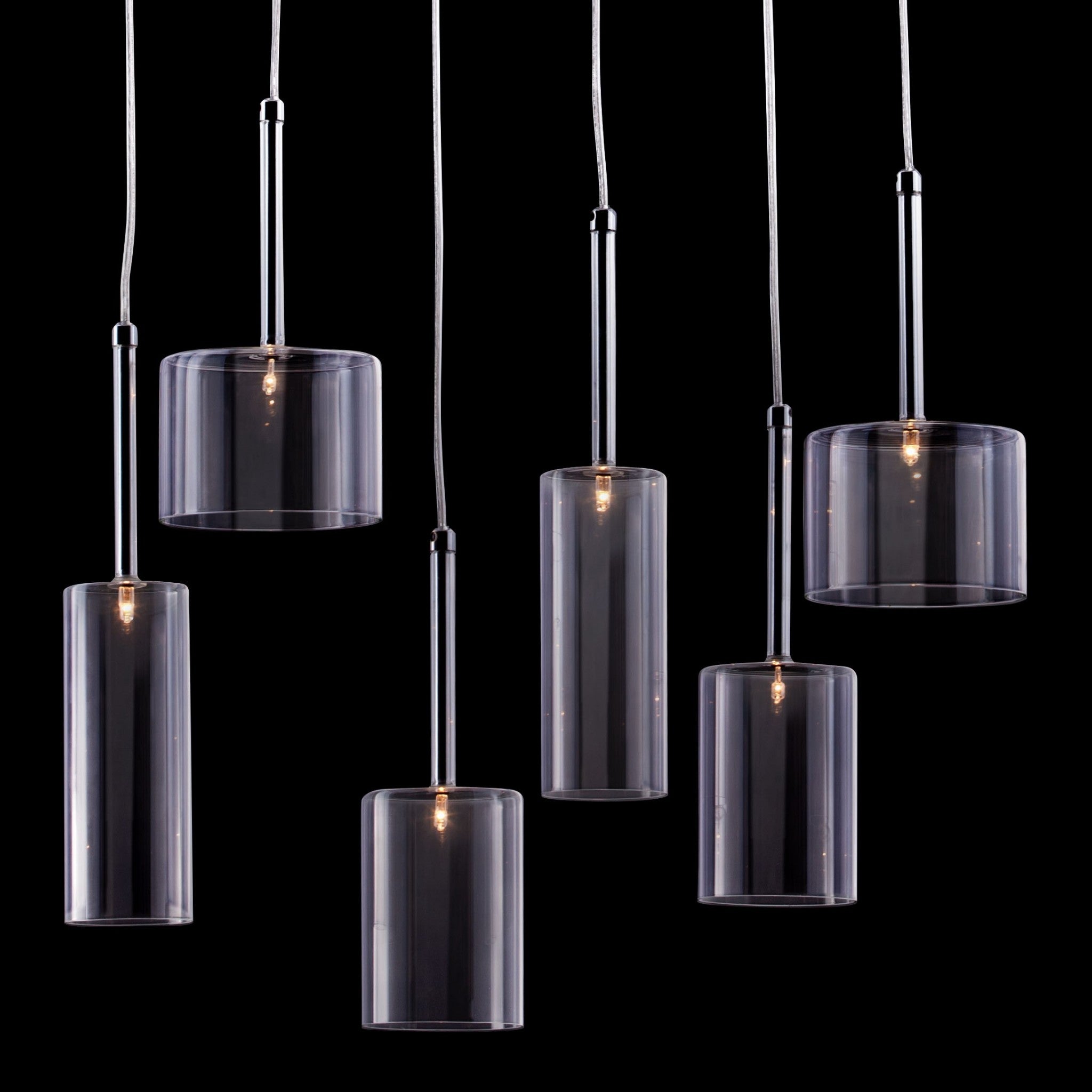 Kitchen Island Cylinder Six Light Metal Led Ceiling Light With Shades