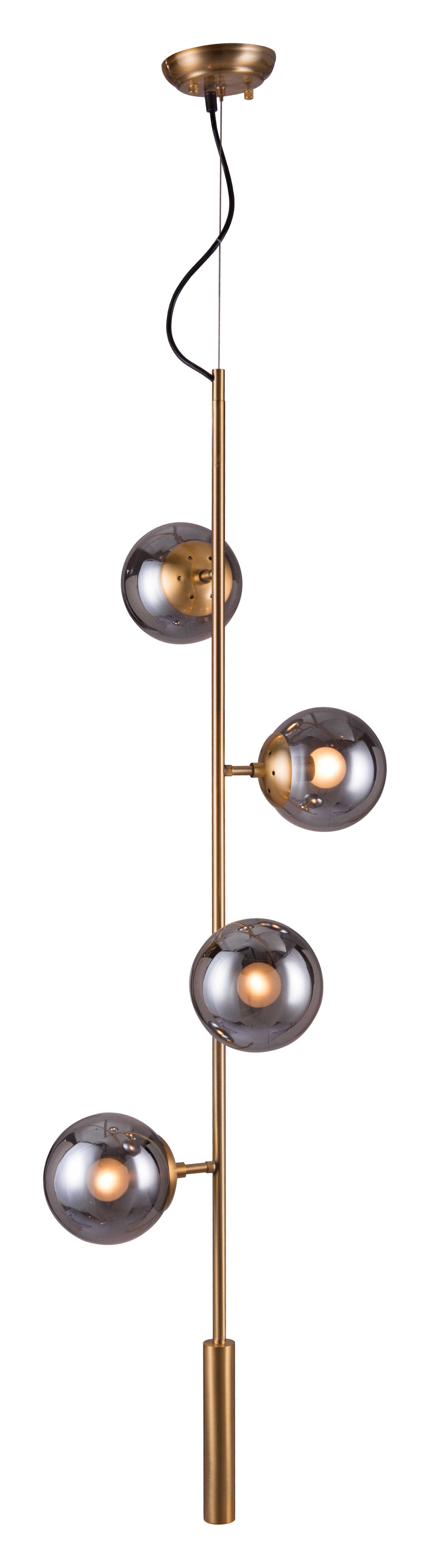 Gold Berry and Smoked Glass Ceiling Lamp