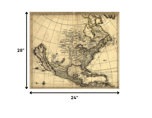 24" X 28" Map Of North America C1685 Vintage  Poster Wall Art