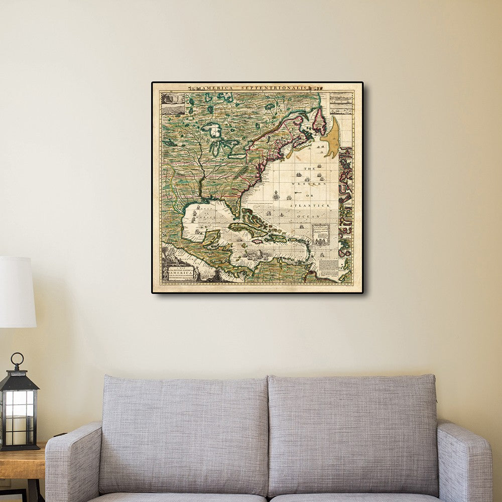 18" X 18" Vintage 1773 Map Of British Empire In North America Wall Art