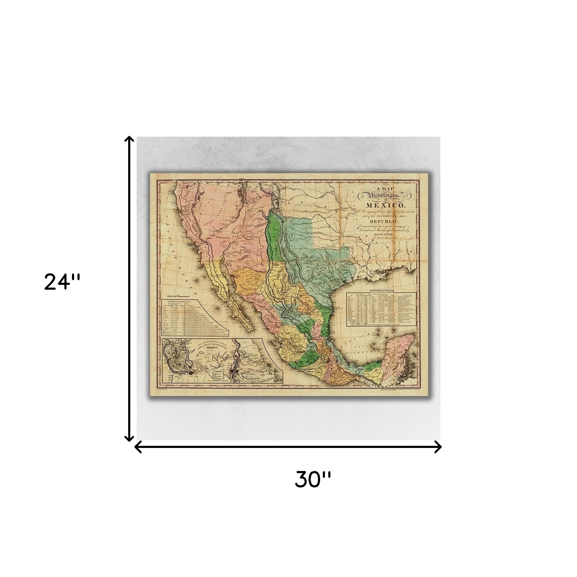 Vintage 1846 Map Of Mexico Unframed Print Wall Art