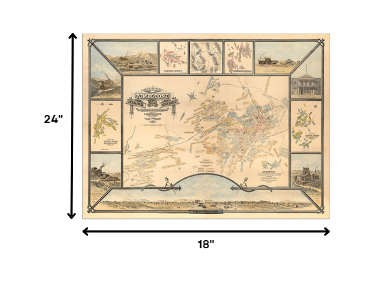 18" X 24" Map Of Tombstone Mining District Vintage Travel Poster Wall Art