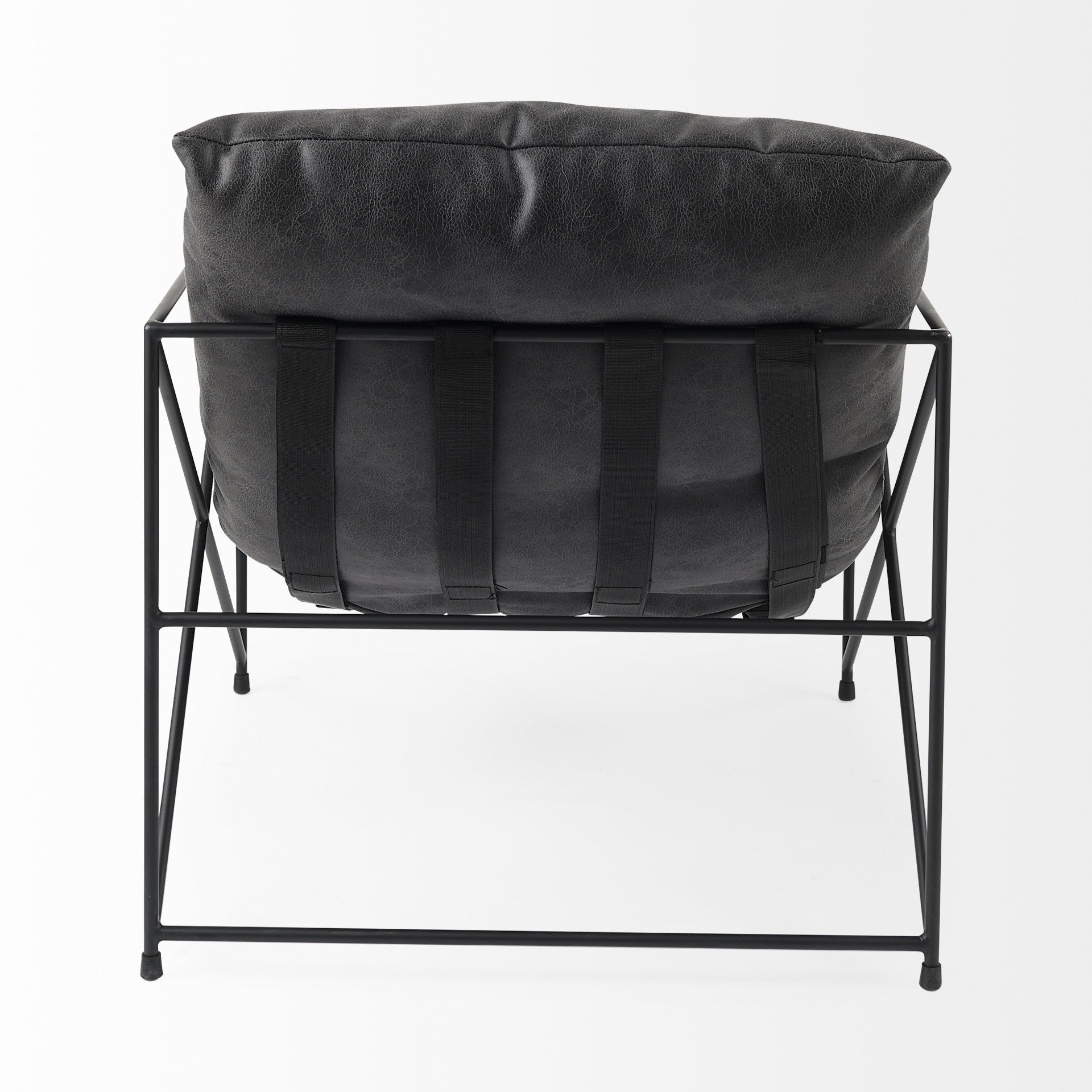 Black Faux Leather Contemporary Metal Chair