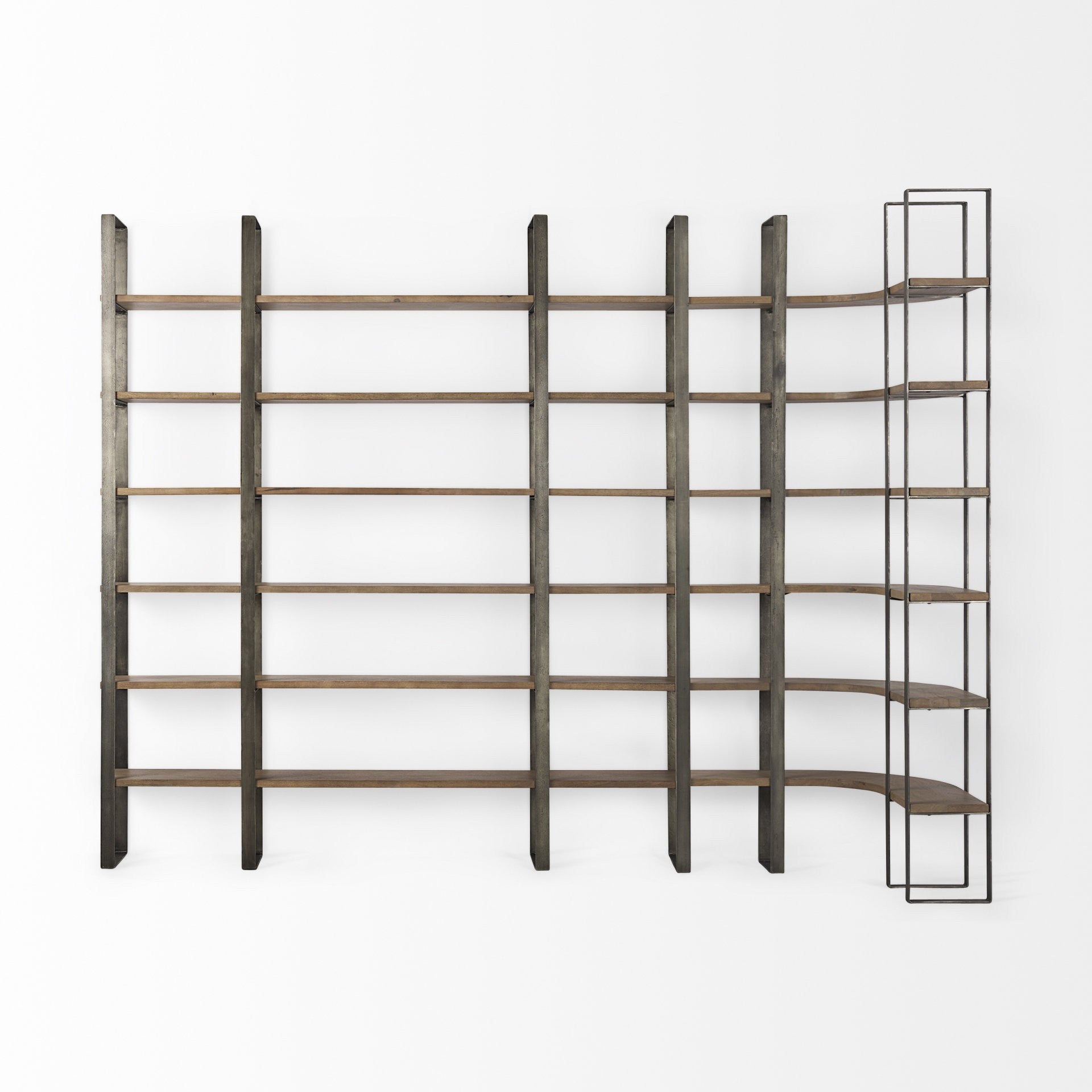 Silver Iron Framed Wooden Shelving Unit