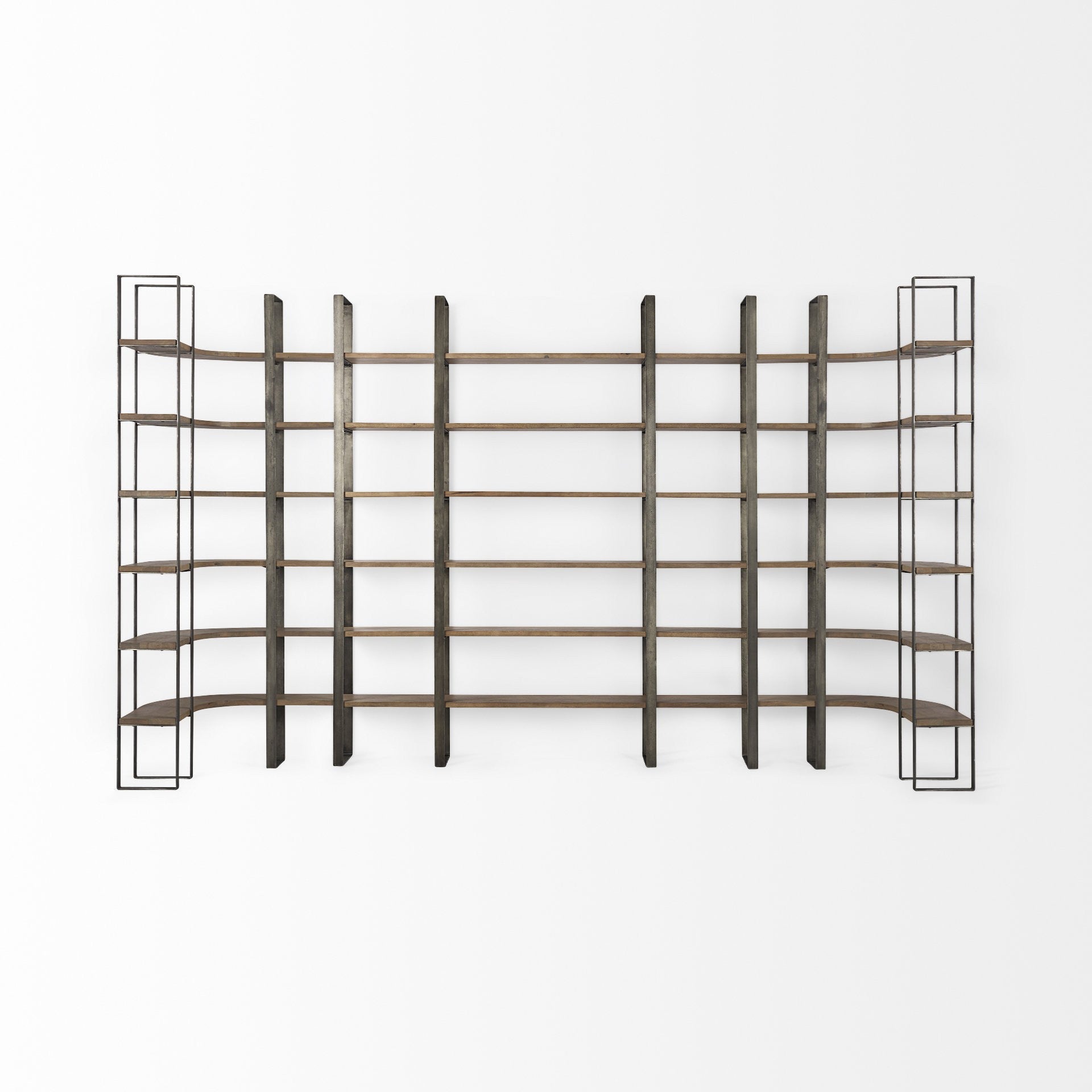 Silver Iron Framed Wooden Shelving Unit