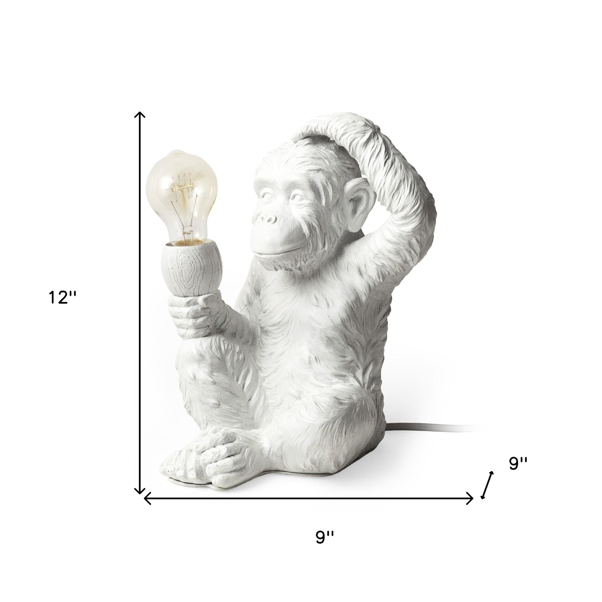 White Whimsical Monkey Table Or Desk Lamp