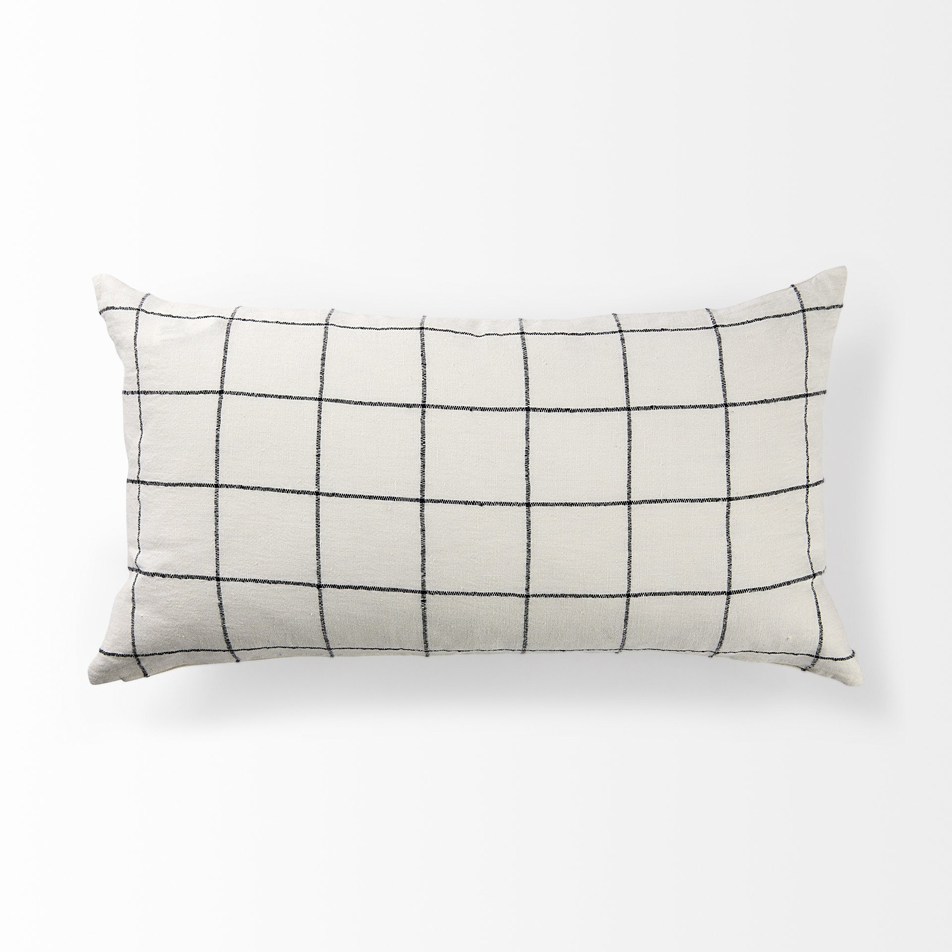 White And Black Grid Lumbar Accent Pillow Cover