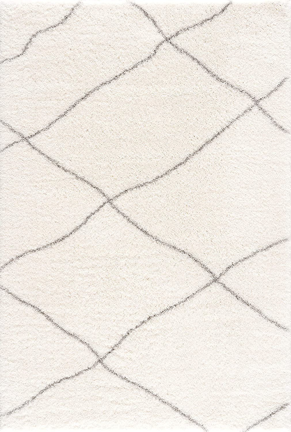 3’ X 5’ Ivory Modern Uneven Lattice Area Rug