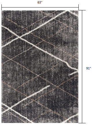 5’ X 8’ Gray Modern Distressed Lines Area Rug