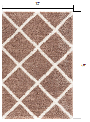 3' X 5' Beige Geometric Area Rug