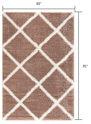 5' X 8' Beige Geometric Area Rug