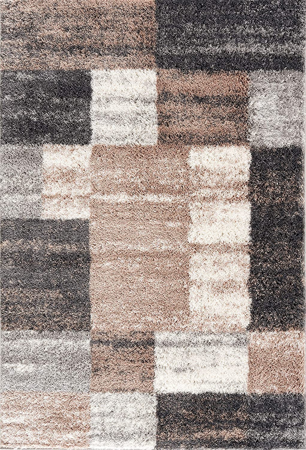 8’ X 11’ Beige Modern Blocks Area Rug