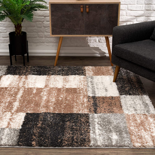 8’ X 11’ Beige Modern Blocks Area Rug