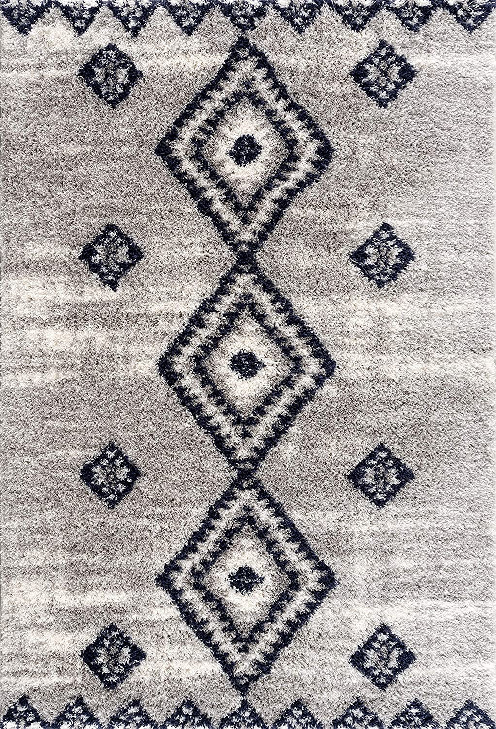 5’ X 8’ Gray And Navy Boho Chic Area Rug