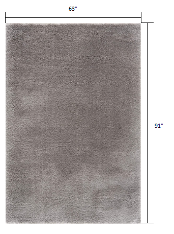 5’ X 8’ Gray Modern Solid Shag Area Rug