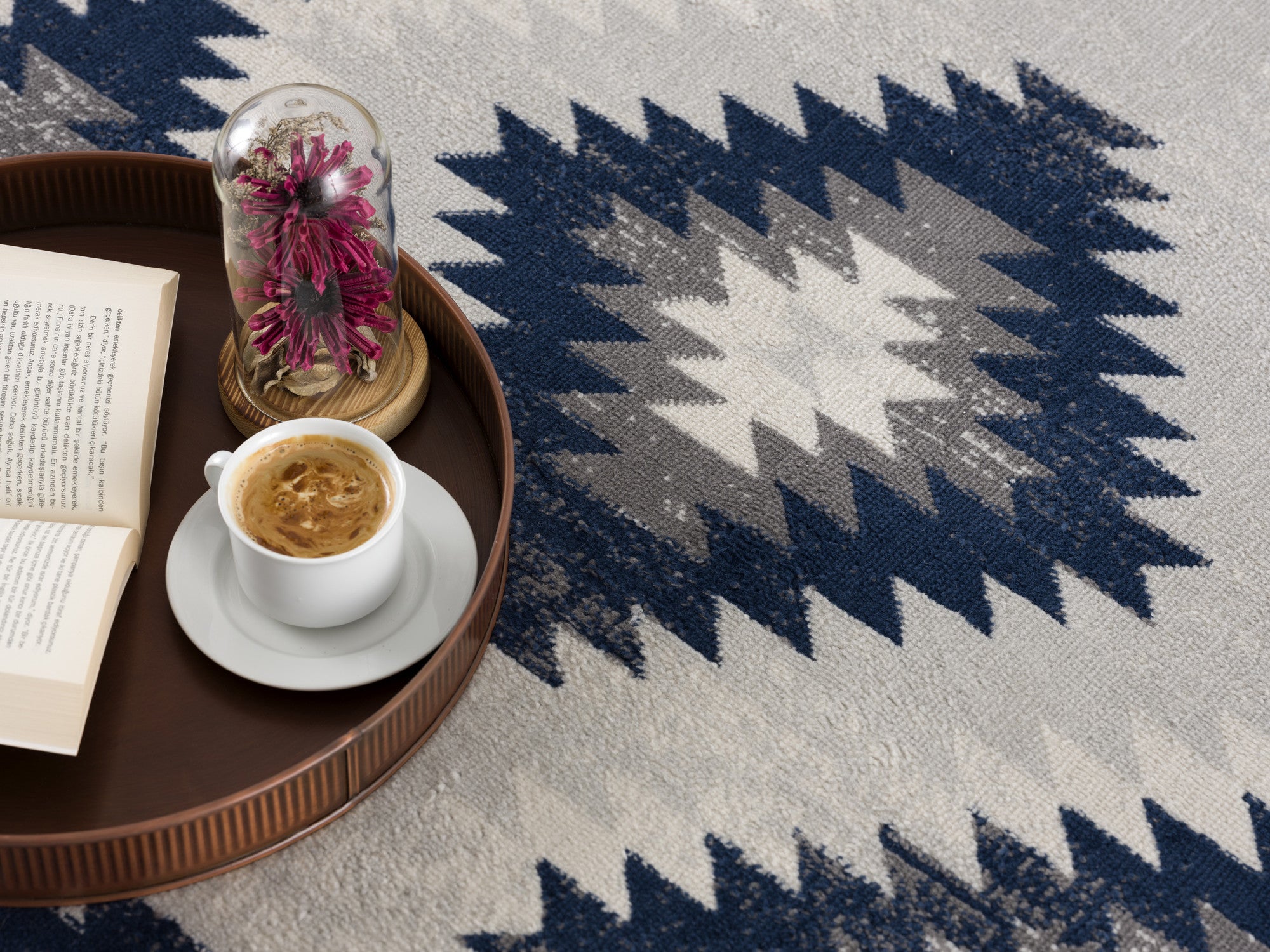 5' X 7' Blue Ikat Kilim Area Rug