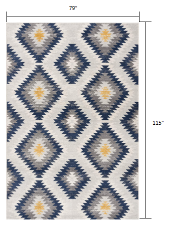 6' X 9' Blue Ikat Kilim Area Rug