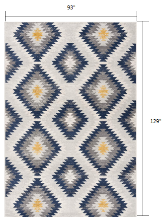 8' X 10' Blue Ikat Kilim Area Rug