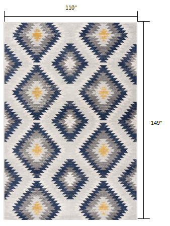 9’ x 13’ Blue and Gray Kilim Pattern Area Rug