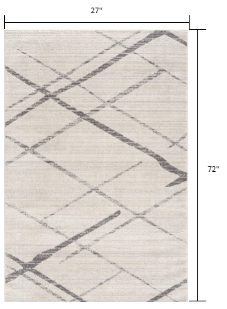 2' X 6' Gray Geometric Dhurrie Area Rug