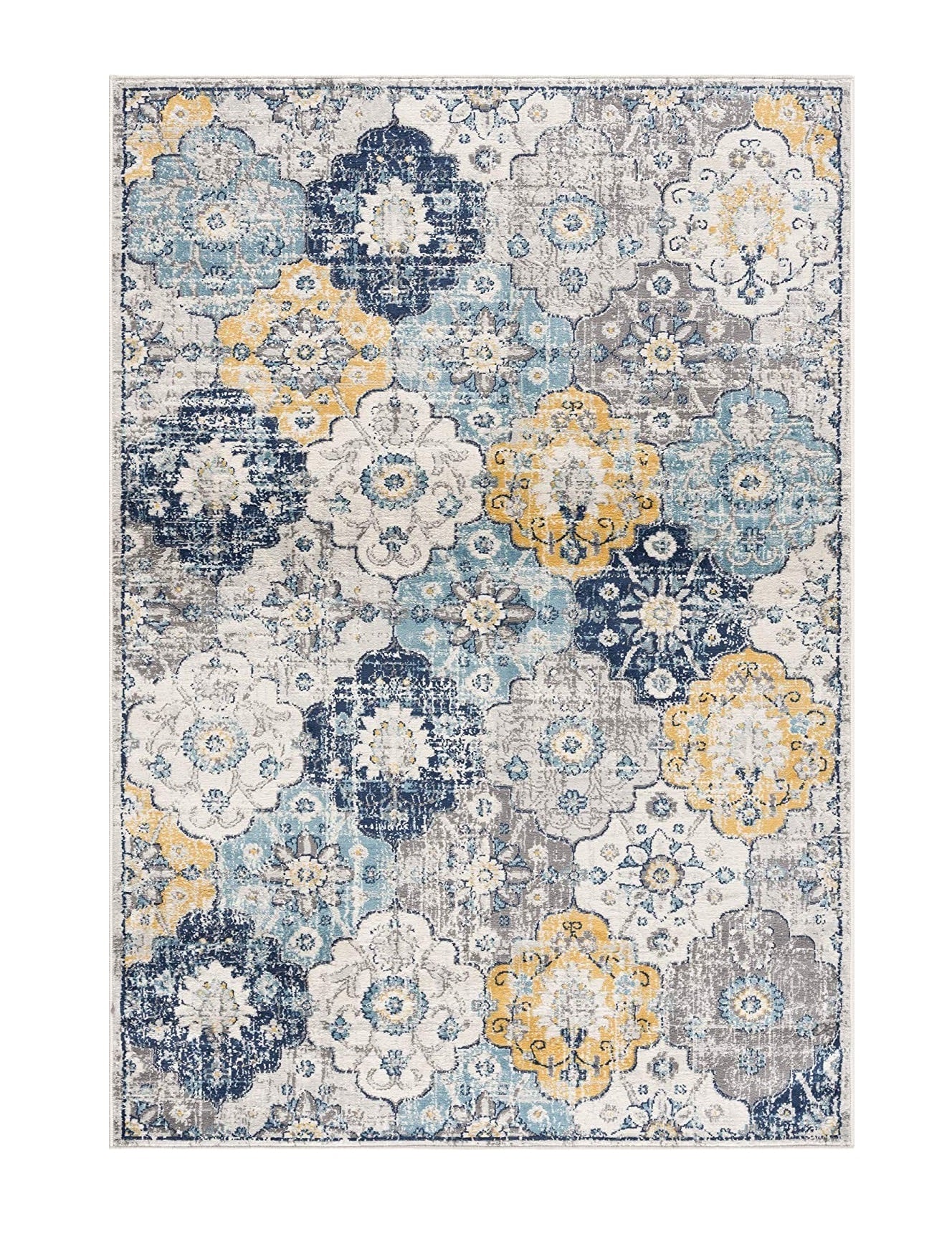 2' X 5' Blue Floral Dhurrie Area Rug