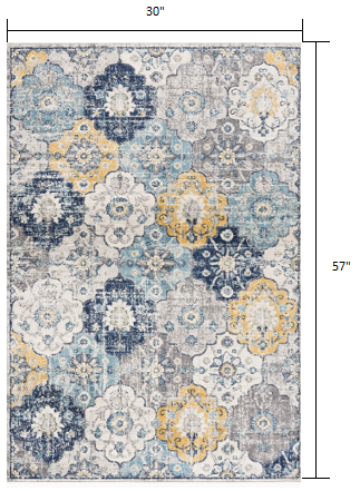 3' X 5' Blue Floral Dhurrie Area Rug