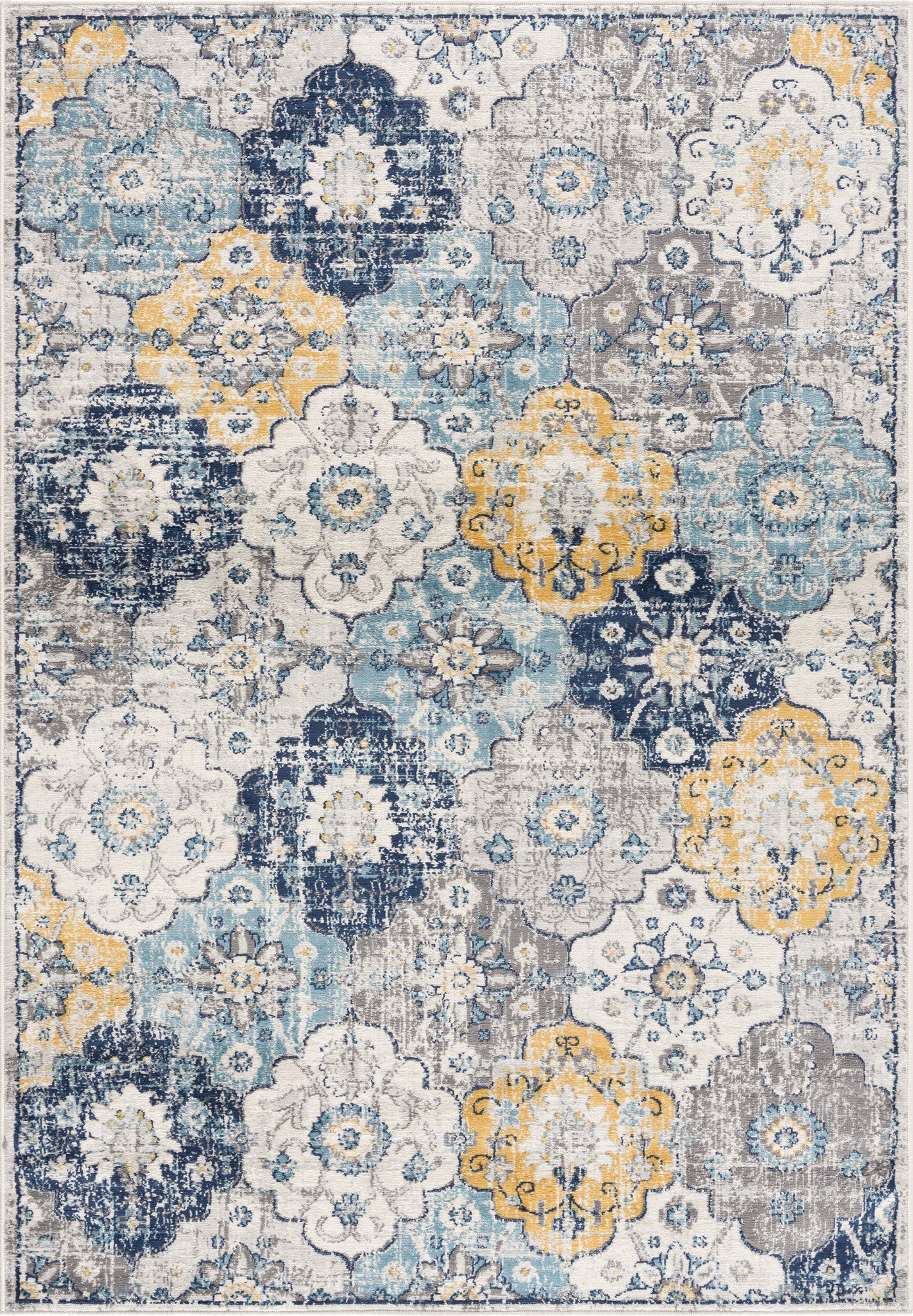 4' X 6' Blue Floral Dhurrie Area Rug